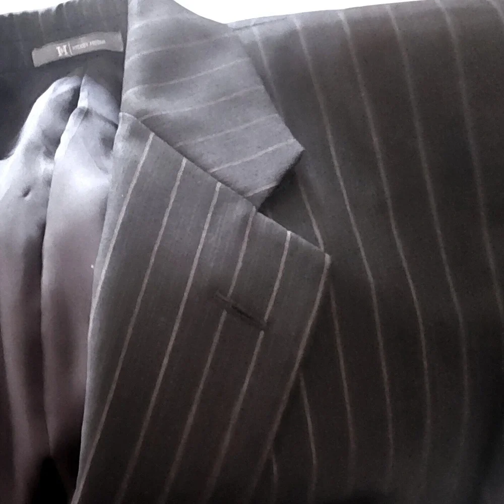 Hickey Freeman Nordstrom Custom 40R Charcoal Pin Worsted Wool Madison Blazer